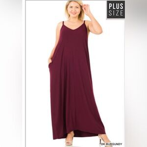 Maroon Plus Size Maxi Dress
